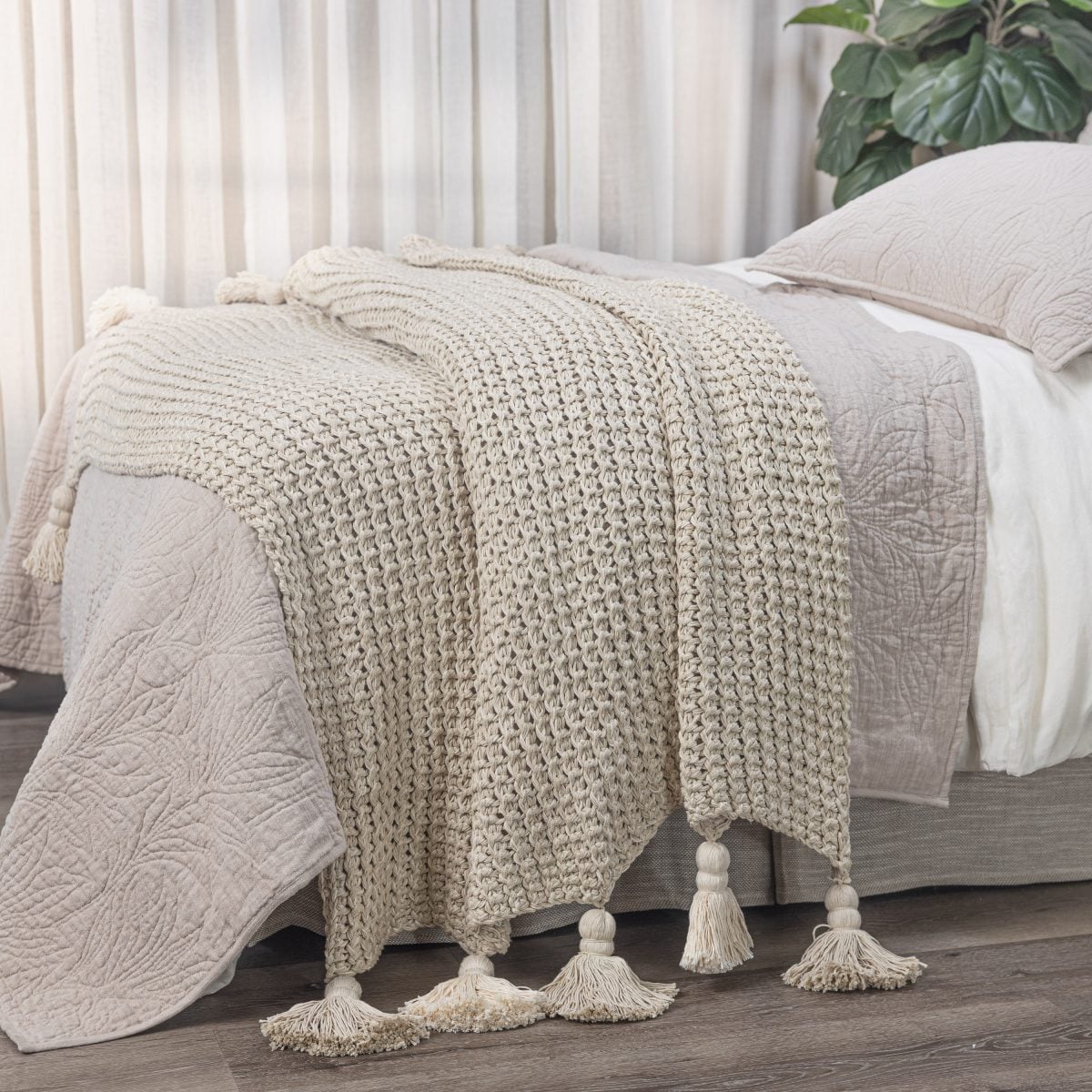 Amity home lawrence throw in natural   chunky knit texture