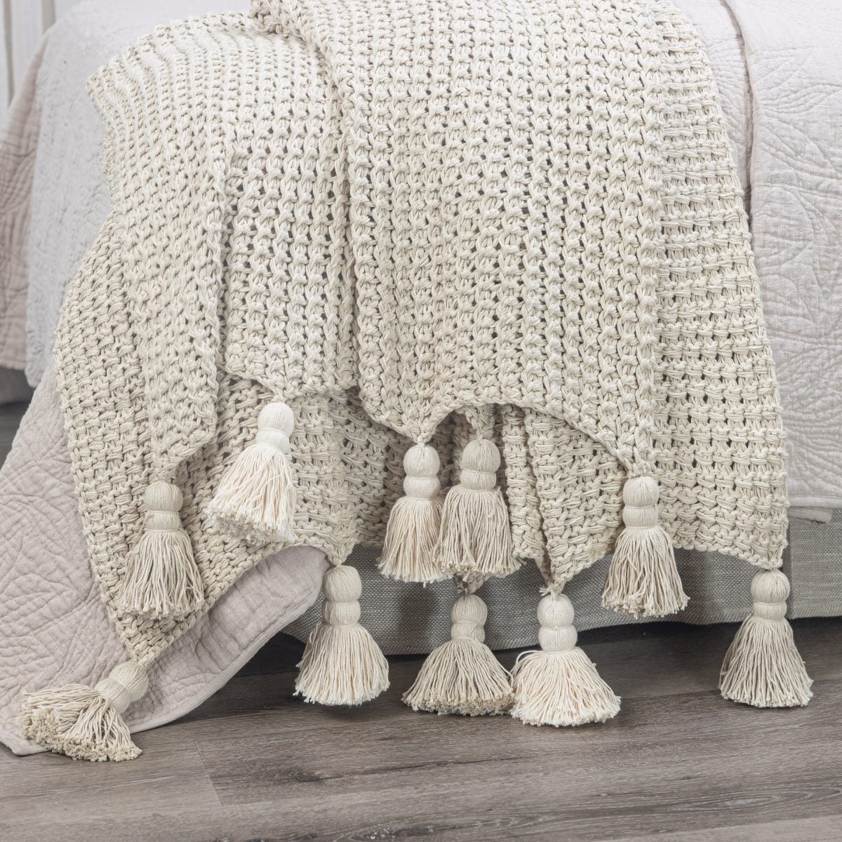 Amity home lawrence throw in natural   chunky knit texture