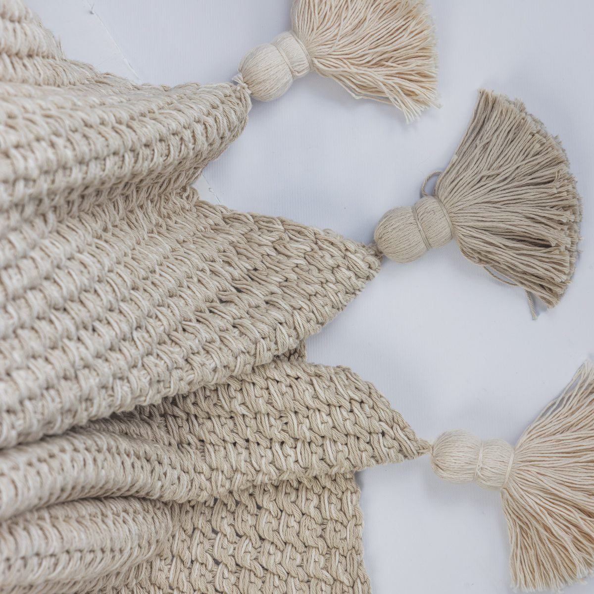 Amity home lawrence throw in natural   chunky knit with tassels