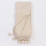 Amity home anya throw in ivory   pom pom trim