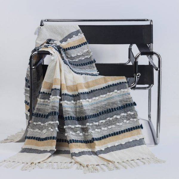 Amity Home Flynn Throw in Multi-Color - Striped Woven Texture with Bobbles