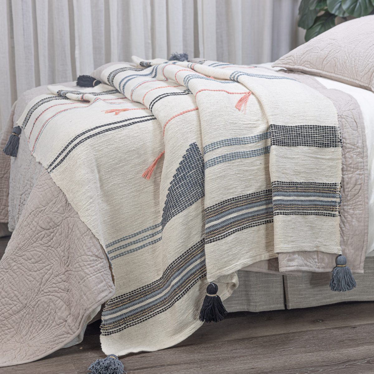 Amity home vera throw in natural multi stripe   textured weave