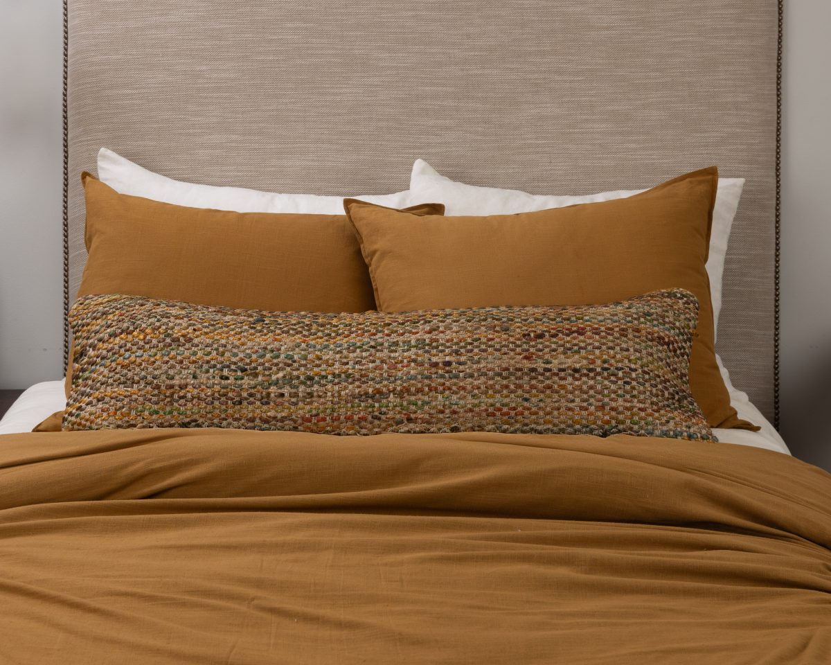 Amity home landon pillow in sunset x long bolster   multicolor woven texture