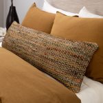 Amity home landon x long bolster pillow in sunset   multi color woven texture