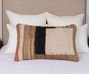 Amity home martin grande bolster in multi color   textured jute weave