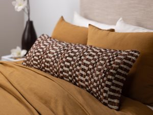 Amity home philips x long bolster in cognac   woven leather loops