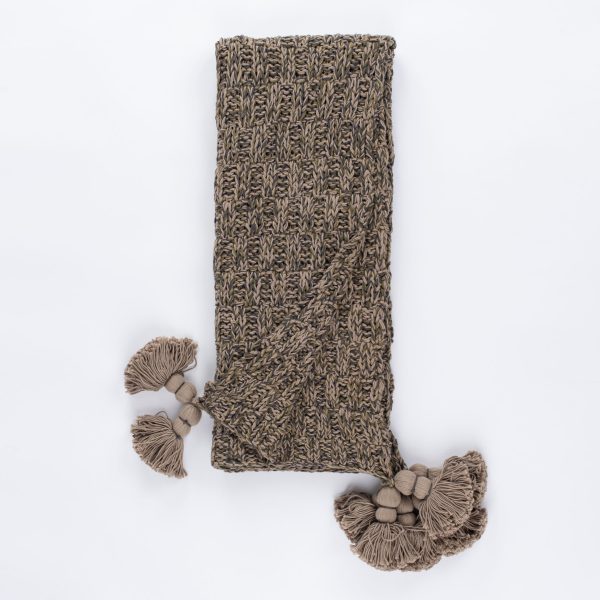 Amity Home Jace Throw in Cypress - Chunky Knit with Tassels