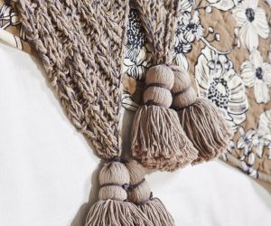 Amity home jace throw in saddle   chunky knit with tassels