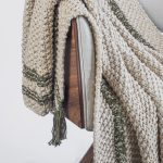 Amity home skye laurel throw in natural with laurel green stripes   chunky knit