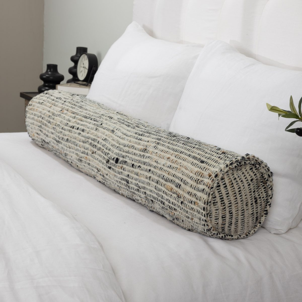 Amity home hosiah tube pillow in granite   woven texture