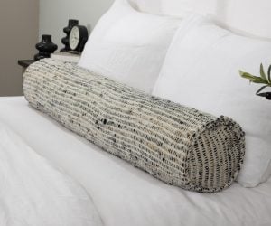 Amity home hosiah tube pillow in granite   woven texture