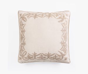Amity home ruffina pillow in natural   intricate embroidered border