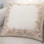 Amity home ruffina pillow in cream  gold   embroidered border