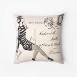 Amity home mademoiselle pillow in natural   vintage french postcard print