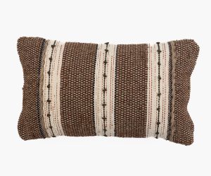Amity home clara bolster in russett   hand woven stripe pattern