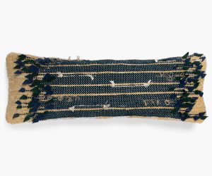 Amity home blakely bolster in maize  navy   fabric applique detail