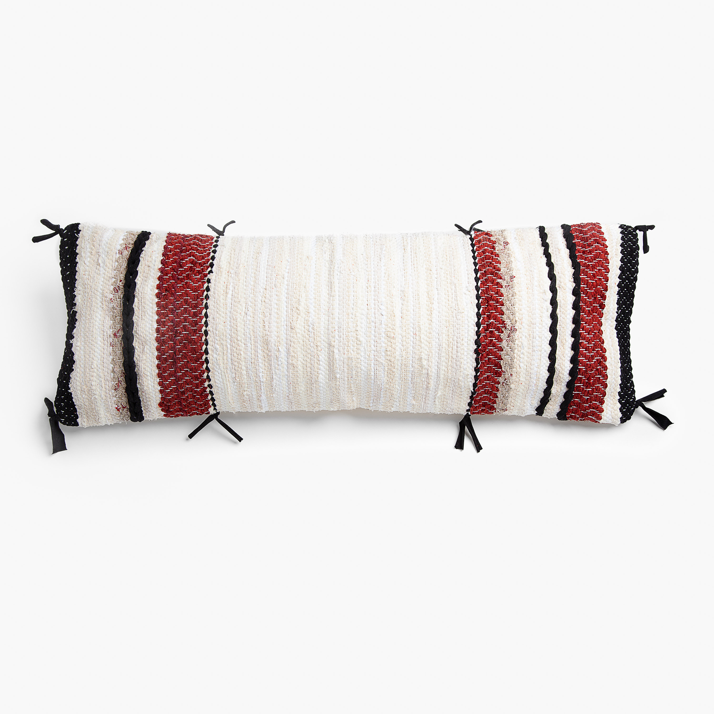 Rl1033xlb | Amity Home Amity home sullivan bolster x long in off white red black striped woven design