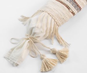 Amity home crawford confetti pencil bolster in natural   decorative tassels