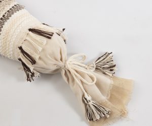 Amity home crawford pencil bolster in mocha   woven texture