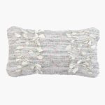 Amity home minnix lumbar pillow in mineral   textured ribbon appliqué