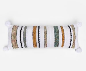 Amity home maryam bolster in ochre multi stripe   woven stripe texture