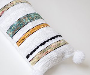 Amity home maryam bolster in ochre   woven striped texture