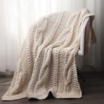 Raj Cable Knit, Cloud Cream, Throw - Image 2