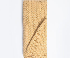 Amity home gage cable knit throw in ochre   chunky cable knit texture