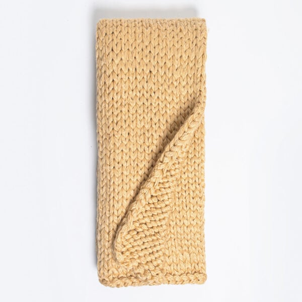 Amity Home Gage Cable Knit Throw in Ochre - Chunky Cable Knit Texture