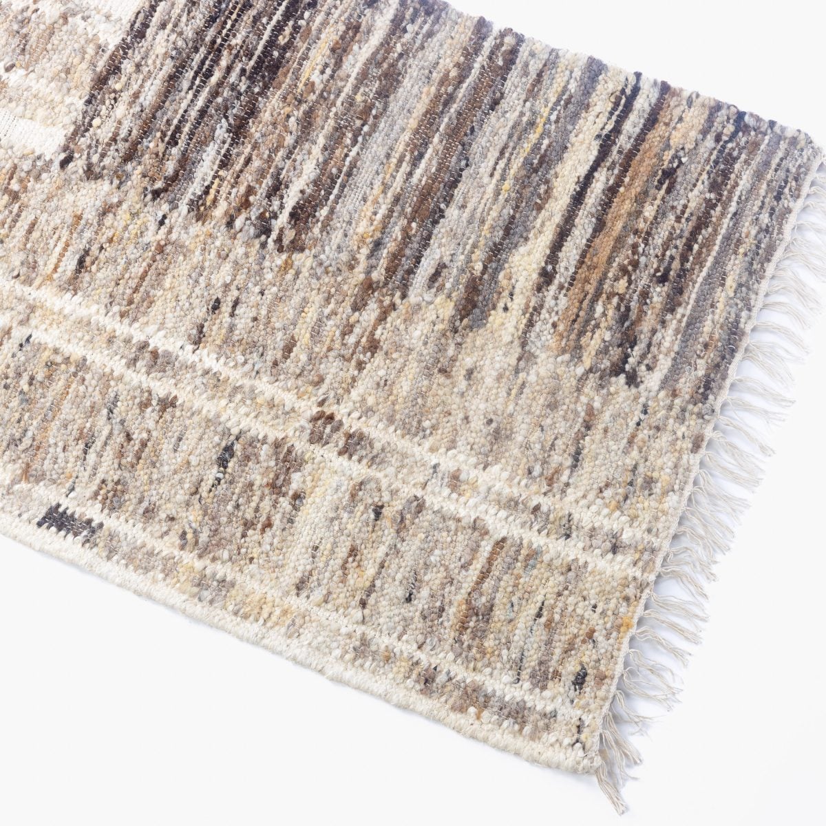 Amity home baron runner in natural multi tone   textured striped weave