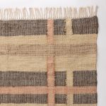 Amity home harper rug swatch in earth tones   handwoven plaid with fringe