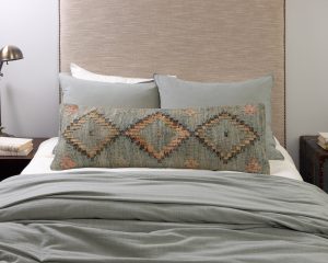 Amity home reid x long bolster in sage multi color   woven diamond pattern