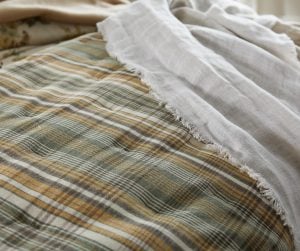 Amity home elissa  reynolds collection in green gold plaid   quilted pattern