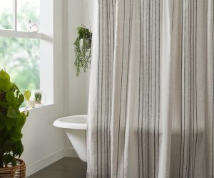 thumbnail image 2 of Jinchan Boho Striped Fabric Shower Curtain – 72x72 Inches, Machine Washable, With Hooks – Summer Bathroom Decor 2 of 4
