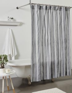 Amity home berkley shower curtain in blue striped   textured vertical stripes