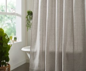 Amity home rayden shower curtain in natural linen   textured weave