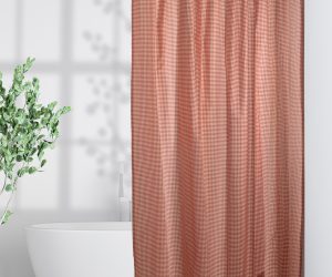 Amity home crimson creek delight shower curtain in terracotta gingham   classic pattern