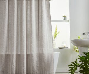 Amity home rocco stripe shower curtain in natural linen   textured weave