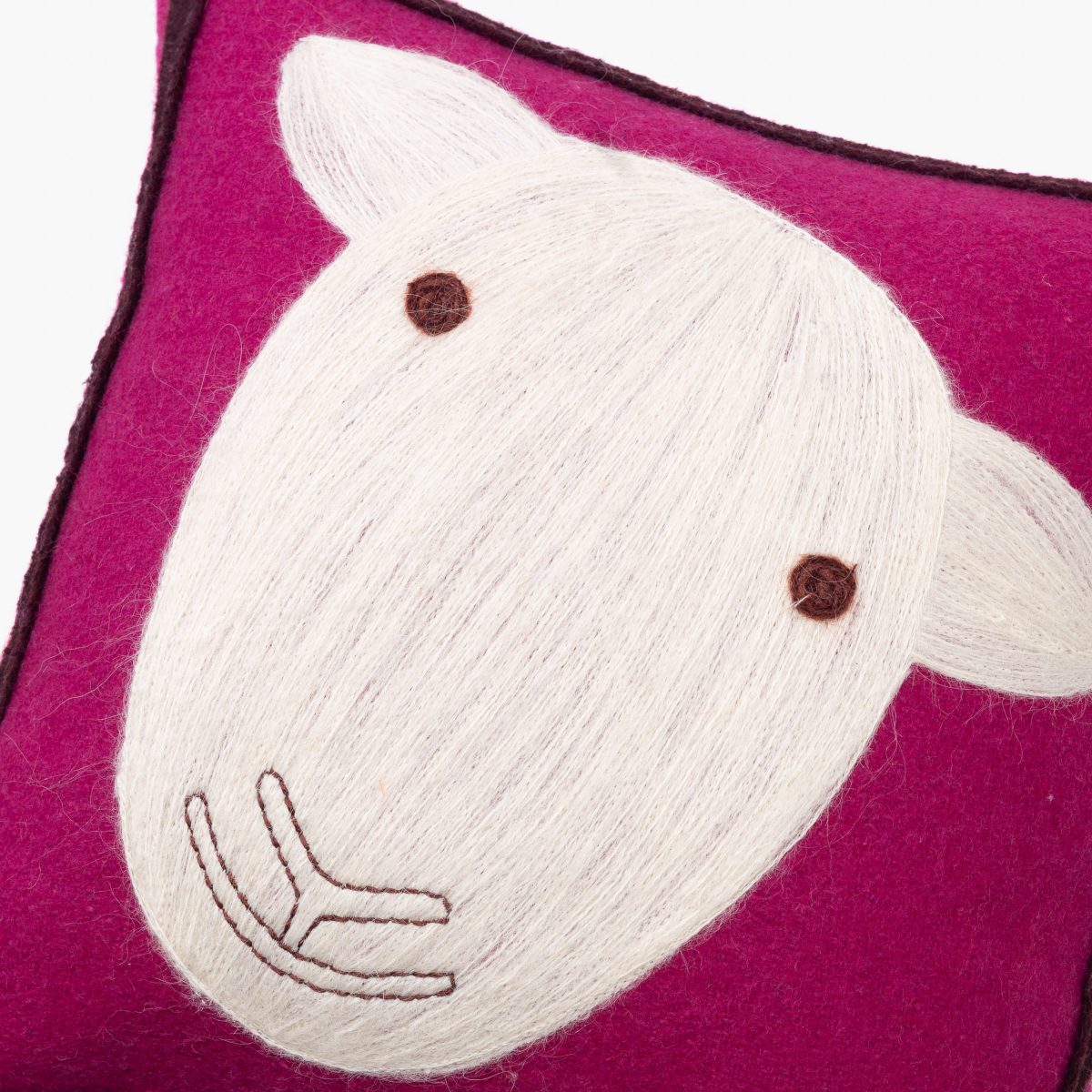 Sheep, Fuchsia, Wool Felt, Pillow - Image 2