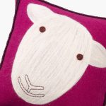 Amity home sheep pillow in fuchsia   white wool felt sheep face