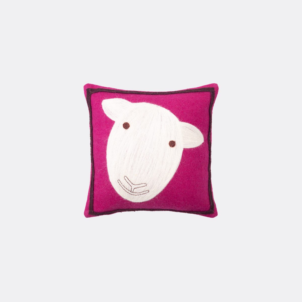 Sheep, Fuchsia, Wool Felt, Pillow - Image 1