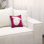 Amity home sheep pillow in fuchsia wool felt   adorable sheep face design
