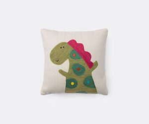 Amity home alligator wool felt pillow in cream   playful felt applique