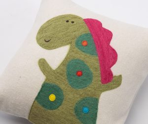 Amity home alligator pillow in naturalmulti color   wool felt applique