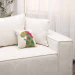 Amity home alligator wool felt pillow in cream   playful green alligator design