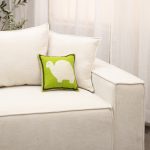 Amity home turtle wool felt pillow in green with white turtle   felt turtle design