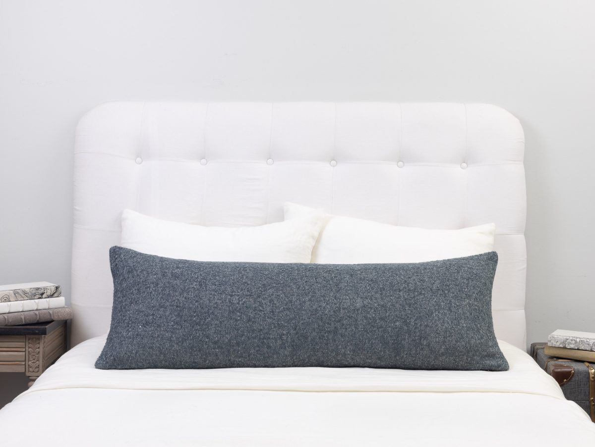 Amity home grant x long bolster in adriatic   herringbone texture