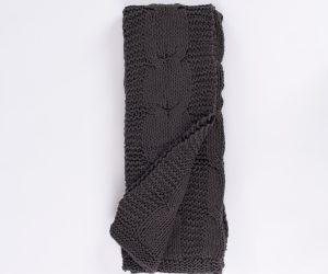 Amity home micah cable knit throw in steel grey   chunky cable knit