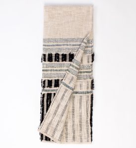 Amity home cole throw in natural with black  blue   textured woven design