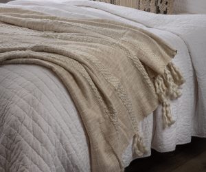 Amity home farlow throw in natural   woven bobble texture